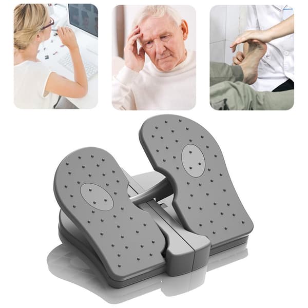 Reinforced Nylon Mini Stepper Machine Silent Foldable Under Desk Leg Exerciser Gray Free Size