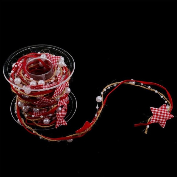 2 Rolls（10M） Valentine's Day Beads Ribbon Stain Ribbon Garland Wreath Ribbon for Valentine's Day Wedding DIY Wrapping Crafts