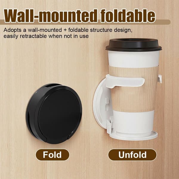 2-pack Wall Mounted Drink Holder - Self-Adhesive Foldable Cup Holder for Car, Truck, Boat, and Home Office, Space-Saving Organizer