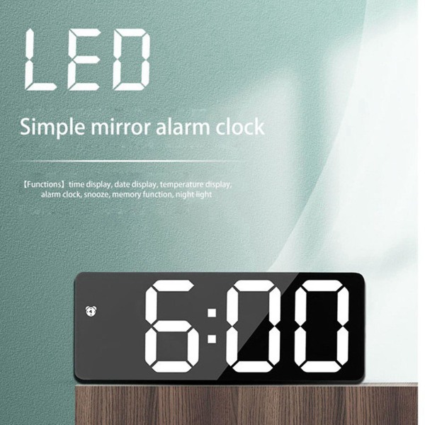 2 st Digital väckarklocka Sängbord Vit Led Reseklockor Med 12/24h Datum Temperatur Snooze Vit