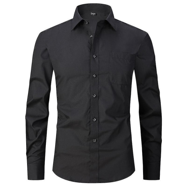 Langermet business bryllupsskjorte for menn LBlack Black L