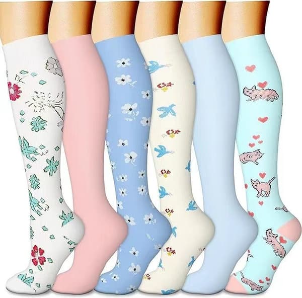 6 kpl Puolipitkät L/XL Urheilulliset Kompressiosukat -24