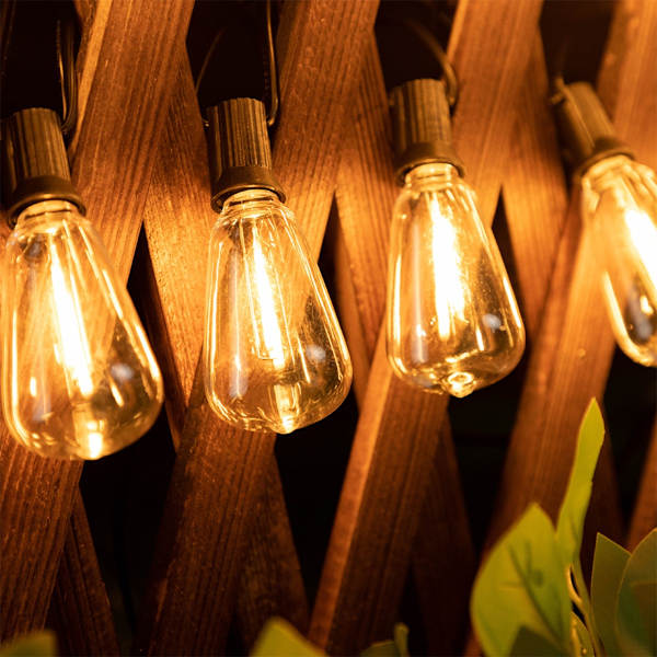 7.6M 10 LED String Lights with Extra Bulb - EU Plug (220V) - Black, Decorative Outdoor Lighting