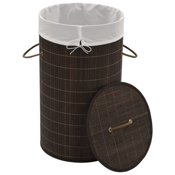 vidaXL Laundry Basket Bamboo Round Brown brown Brown brown Brun