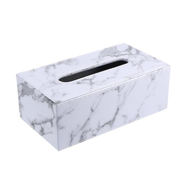 Marmorerad Läder Vävnadslåda Kvadratisk Pappershanddukshållare Skrivbords Servettförvaring Behållare För Hem Hotell 25X14cm 25X14cm