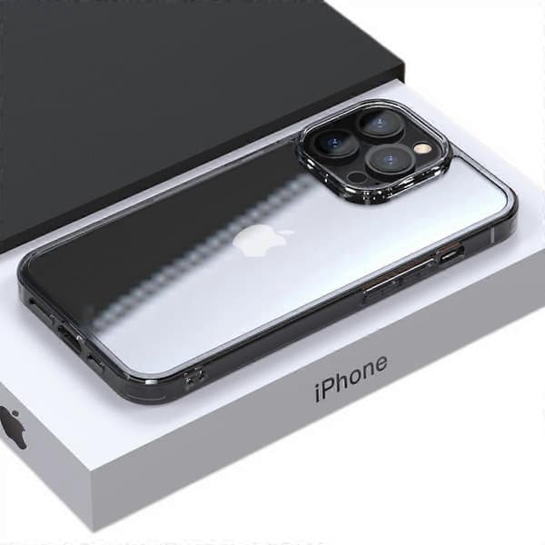 TIL iPhone11 iin Klf Kamerabeskyttelse Sort, iPhone11 Gennemsigtig Sort Glas Klf iPhone11 Klf