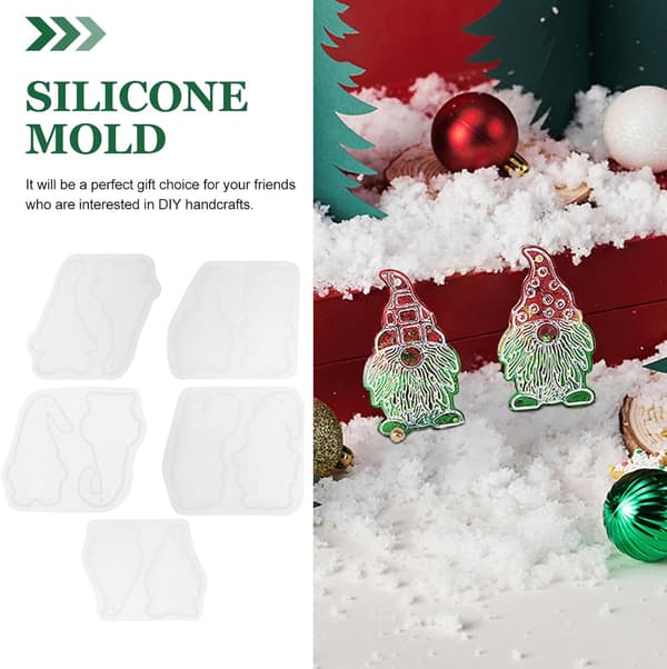 5 stk. nisseformede forme DIY epoxy silikone støbeform til julefester og dekorative håndværk
