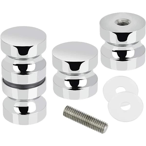 Steel, sliding shower door knobs, glass, shower