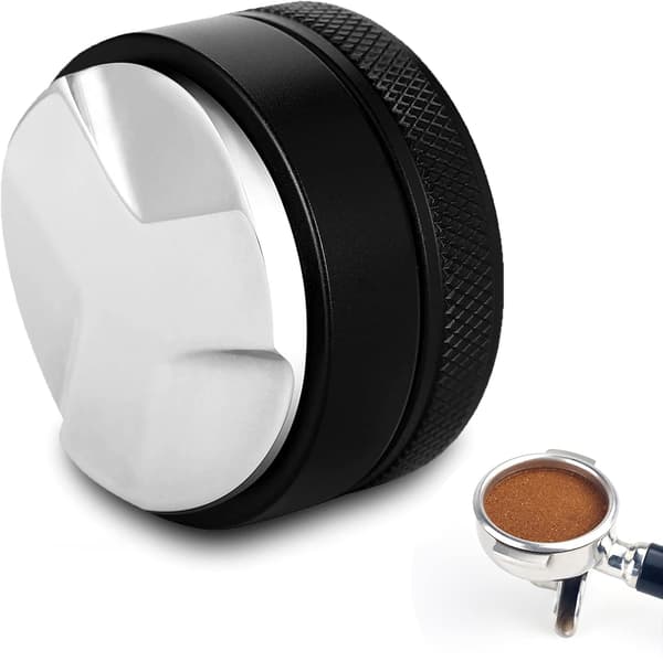 Kaffedistributør, 53 mm 304 Rustfrit Stål Kaffenivellerer, Nivelleringsværktøj til Malet Kaffe, Sort
