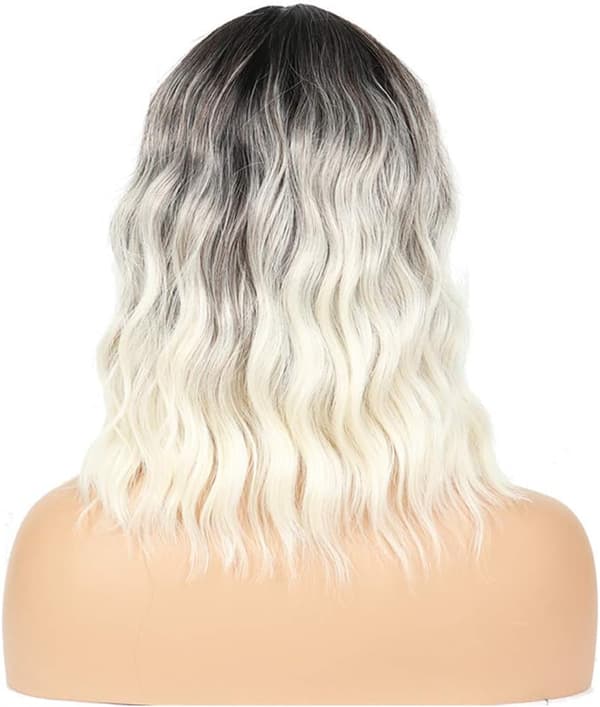 Short Bob Shadow Wig, 35cm Wavy Short Synthetic Wig, Women's Natural