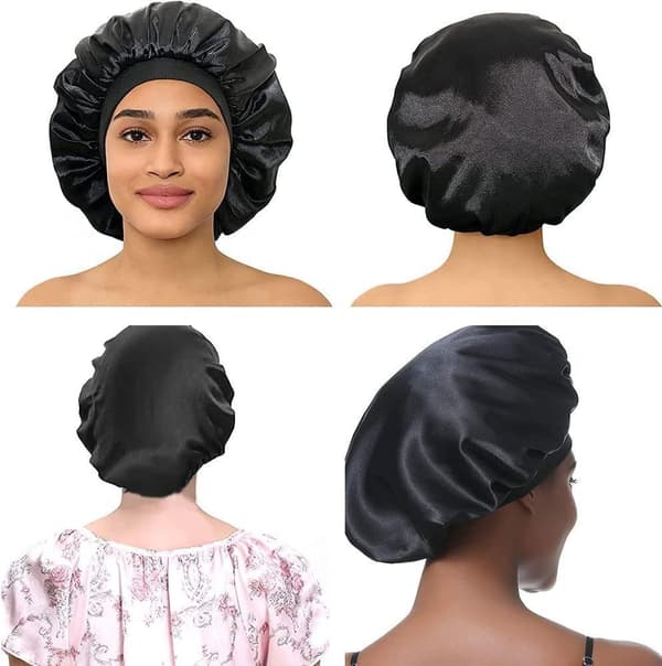 4-pack bredbrättade stretchhattar för kvinnor: Duschmössor för hårvård och kemoterapimössor