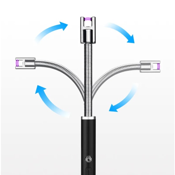 Oppladbar stearinlys 2-pakker elektrisk lysbuetenner for stearinlys med LED-batteriskjerm og fleksibel USB med lang hals