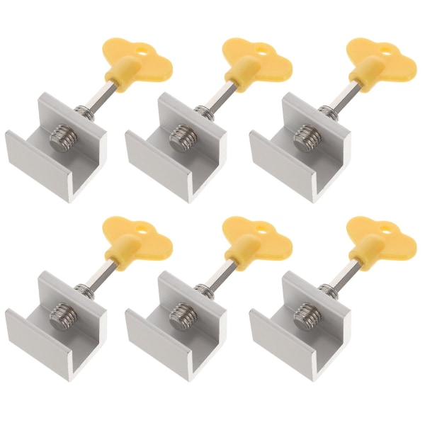 6 stk. Børnesikringslåse Hjemmevindueslåse Vinduessikkerhed Vinduesstopper Skydevindue Begrænser Gul Yellow 3.3X3CM