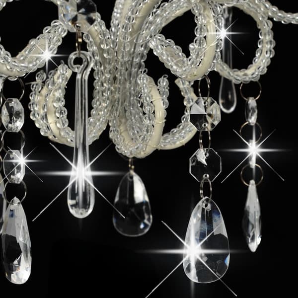 vidaXL Taklampe med perler hvit rund E14 Vit white