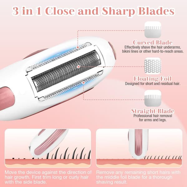 Epilator - elektrisk epilator, genopladelig, let og kompakt, til arme og ben, underarme