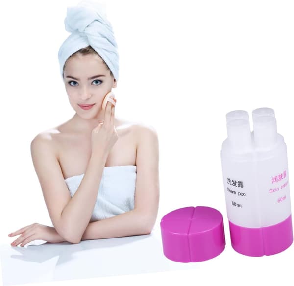 4-in-1 Leak-Proof Travel Bottle Set 60ml Purple Refillable Shampoo Lotion Containers