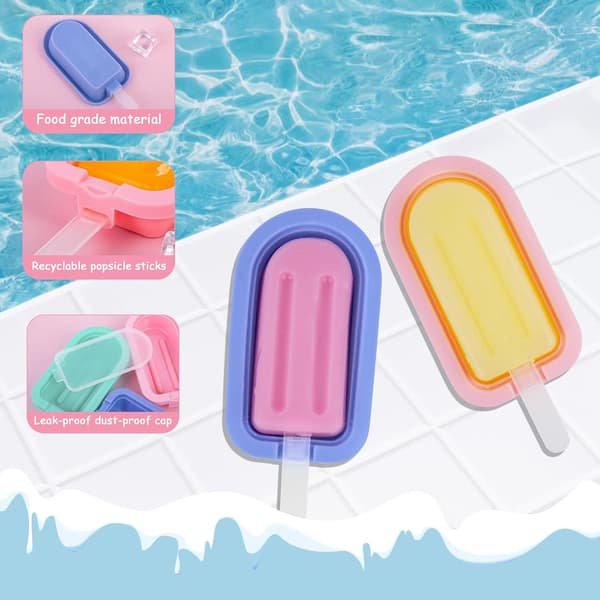 12 Isforme Silikone Popsicle Forme Cakesicles Silikoneform med Silikonelåg og 12 Popsicle Pinde til DIY Dessert og Popsicles