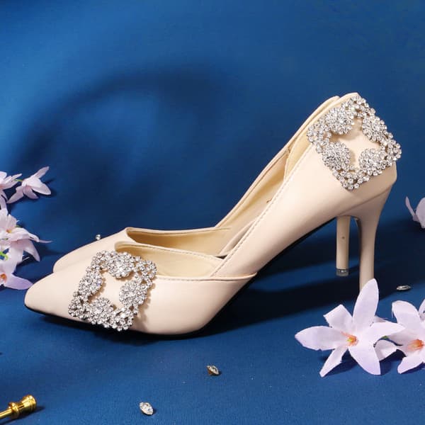 2 elegante rhinestone sølv krystall metall skoklemmer 5.5CM, bryllup