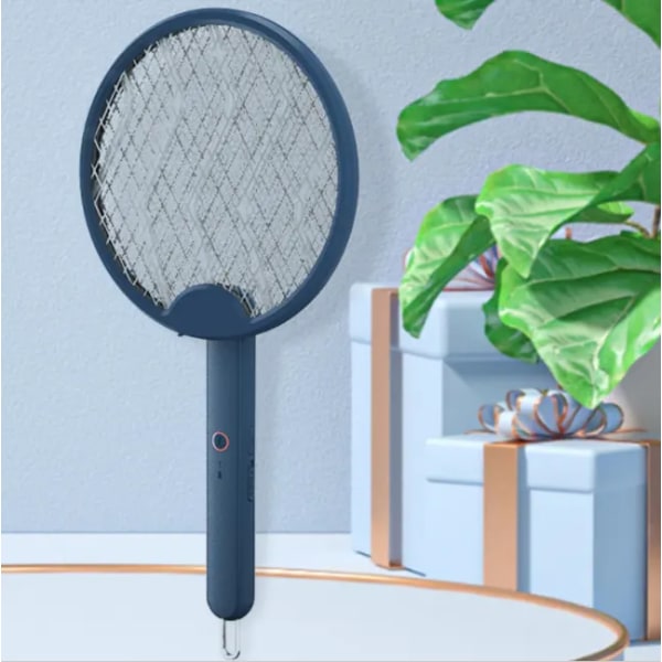 Elektriskt flugsmällarracket, 2 i 1 Smart Bug Zapper med USB laddningsbar bas, kraftfull myggfällalampa och flugdödare med 3-lagers sa