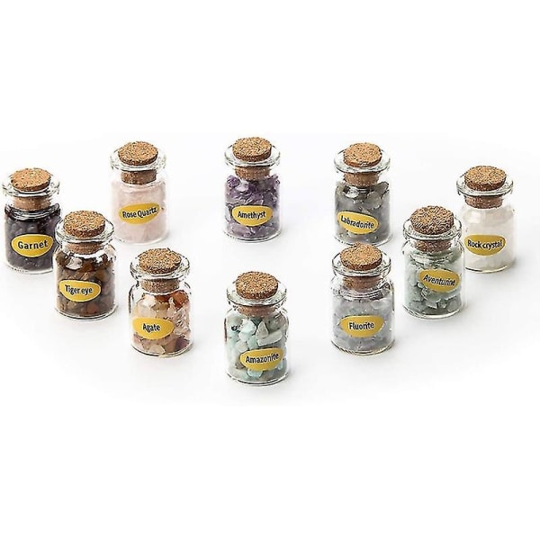 10 Mini Krystallstein-Chipflasker Tumbled Edelsten Ønskeflaske
