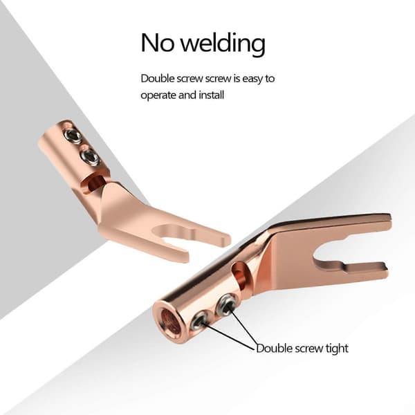 Speaker Cable Spade Connector Copper/Rhodium Plated Plug Audio Jack Connector Y Plug Spade Connector for DIY Speaker Cable