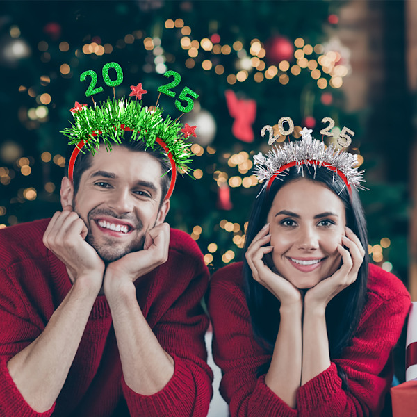 3 stk 2025 Hodebånd Voksen Fest Hodebånd Nyttår Hodeplagg 2025 År Hodebånd Voksne Hodebånd Kvinner