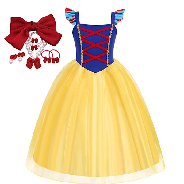 Lumikin innoittama tyttöjen hieno maksimekko kesävaatteet Disneyland-matka prinsessa cosplay mekko taapero rento Vestidos SNOW WHITE SET06 SNOW WHITE SET06 9-10T(150)