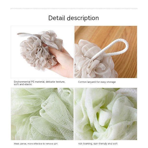 2 st gråblå badsvampar duschloofah nätpåse badscrunchies
