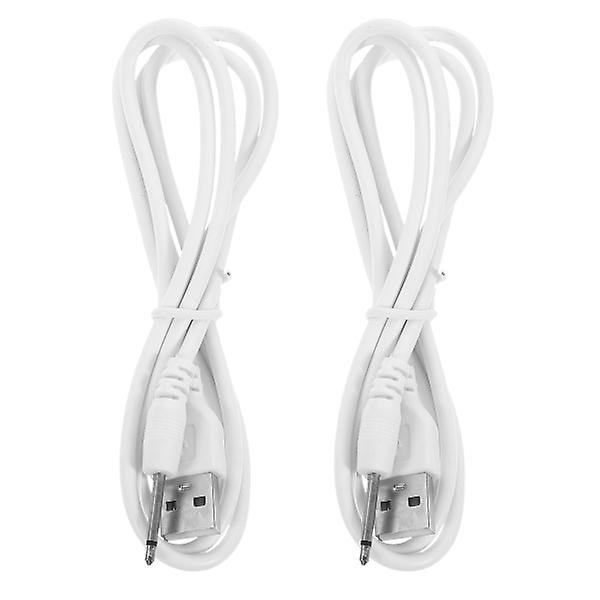 2 stk. DC-opladningskabel 2,5 mm DC til USB-konverter Instrument USB-opladerkabel Hvid 12,5X3,5 cm White 12.5X3.5cm