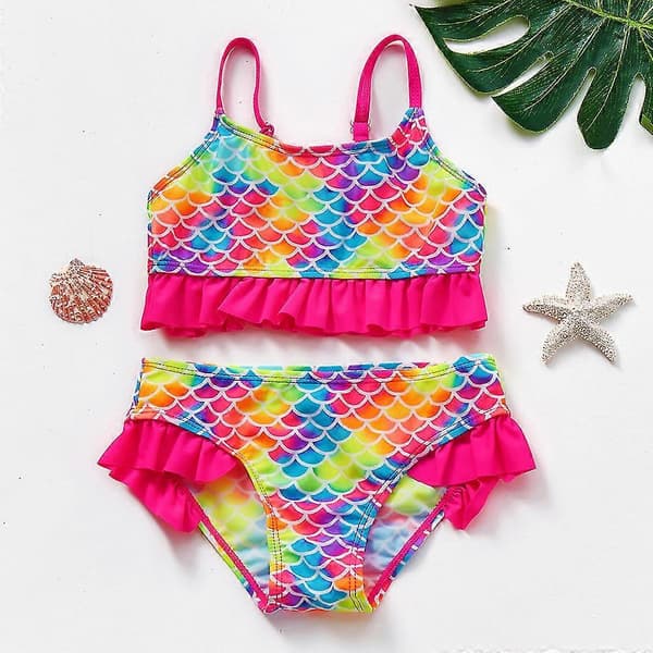 2–12 år Flicka Baddräkt Tvådelad Flicka Baddräkt Barn Baddräkt Barn Bikini Set Barn Flickor Simutrustning