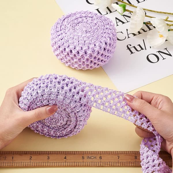 2 ruller 5m/rull flat elastisk polyesterbånd lilla hulfiber 40mm 55mm hårstrikker pannebånd klesplagg tilbehør for båndsøm blonder Lilac