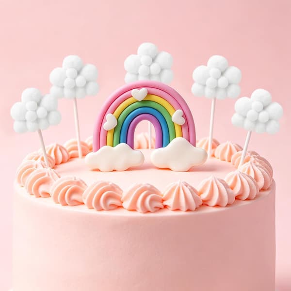 Regnbue Sky Kage Topper Sæt, 6 Stk Farverig Cupcake