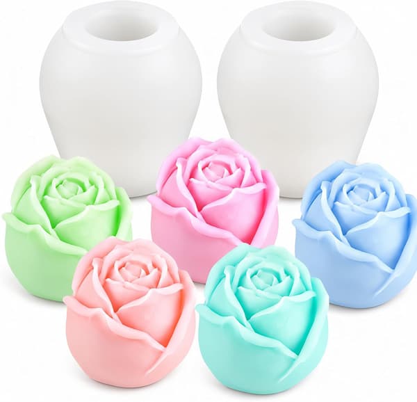 2 st tulpanblomssilikonformar – 3D blomsterharts, ljus, tvålform