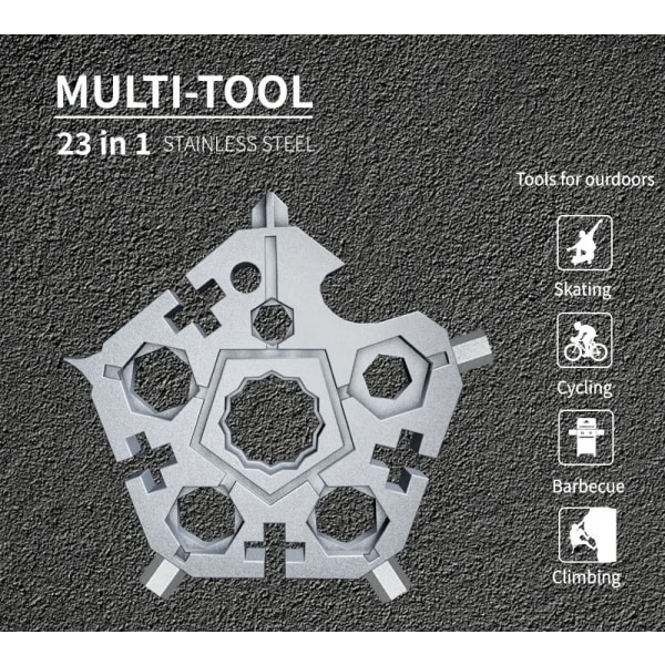 23 i 1 Snowflake Multiverktøy, flott farsdagsgave Multi Tool Rustfritt stål Snowflake Flaskeåpner/Flat