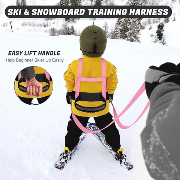 Ski- og snowboardtræningssele til børn til småbørn-skisele med aftagelig snor og let løftehåndtag
