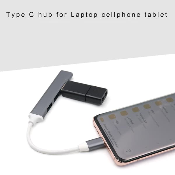 Metall USB C Hub Typ C Till 3x USB 2.0 + USB 3.0 4 Portars Adapter