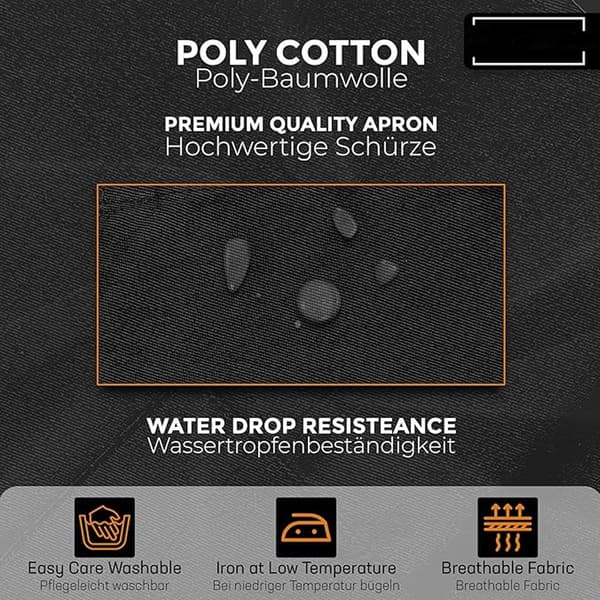 Waterproof Chef Apron with 3 Pockets, Adjustable Cross-Back Design for Kitchen Grilling