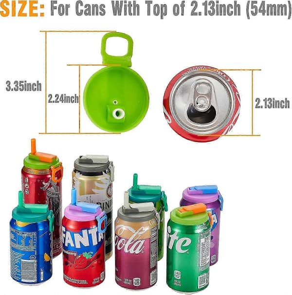 4 Color Soda Can Lids with Straws, Reusable Straw Lids for Soda, Drinks, Juice