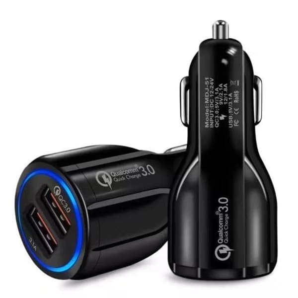 Billader Hurtiglader USB Hurtigopladning - Til iPhone/Samsung - Sort