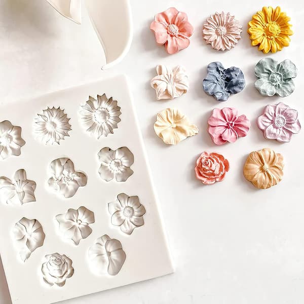 Silikoneform, blomster, kageform, 3D silikoneroseform, isterningeform, genanvendelig bageform, silikone, 11 fondant, silikoneforme, blomster, mini