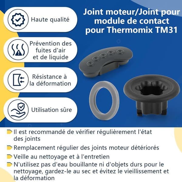 TM31 Motor Coupling Kit with Rubber Seals, Spare Parts Compatible with Mixag Food Processor