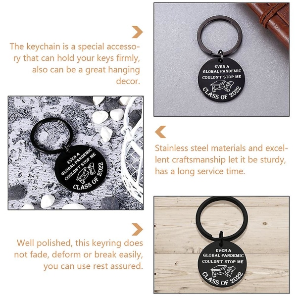 2 Pcs Graduation Theme Keychains Backpack Hanging Decors Stainless KeyringsBlack6X3CM