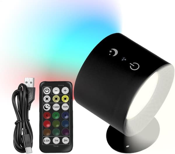 Magnetic RGB Wall Lamp Wireless Remote Control Dimmable 3 Color Temperatures 360° Up Down Mounting [Ho]