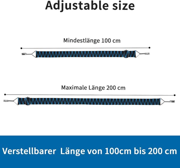 4x 2M elastiske spændere med kroge, justerbar elastisk spænder Bungee Bungee Flat Elast