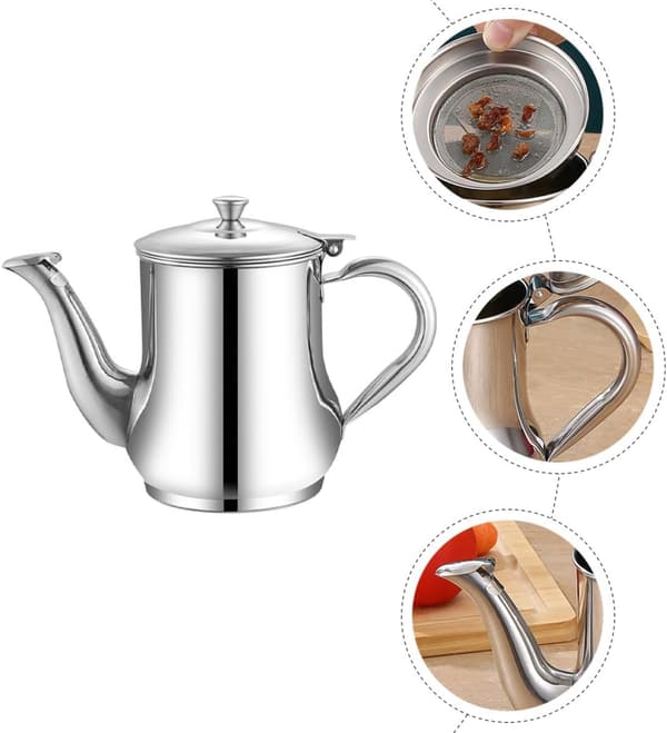 18 oz oliedispenser i rustfrit stål Kompakt eddikedispenser med lågdesign og glat bund