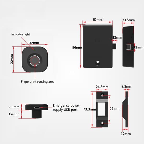 Biometric Fingerprint Lock for Smart Home, Hidden Drawer, Electronic Lock, Privacy, Keyless Security Protection for Office/