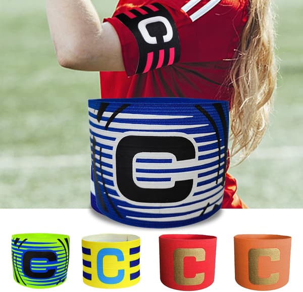 6 stk. kapteinsbind, justerbart fotballkapteinsbind for barn og voksne, flerfarget elastisk sportsbind i polyester-FF-