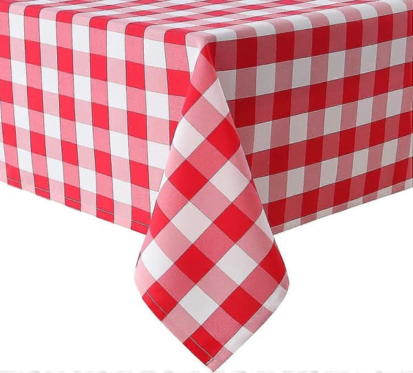 Gingham Rectangular Tablecloth - Stain Resistant, Waterproof and Wrinkle Free Washable Tablecloth for Dining Room, 137 x 274 cm, Red and White