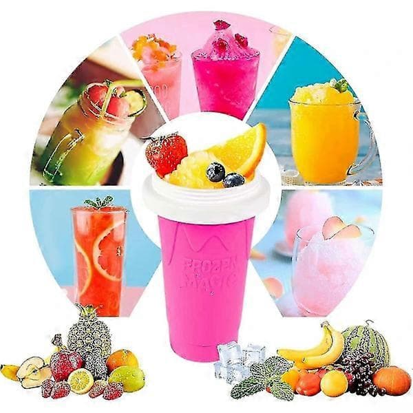 Slushie Cup Slushy Maker Ice Cup Silicone Cup Pinch Cup Summer Cooler Smoothies Cup Double Layer Press Cup Slush Maker Cup Smoothie Cup