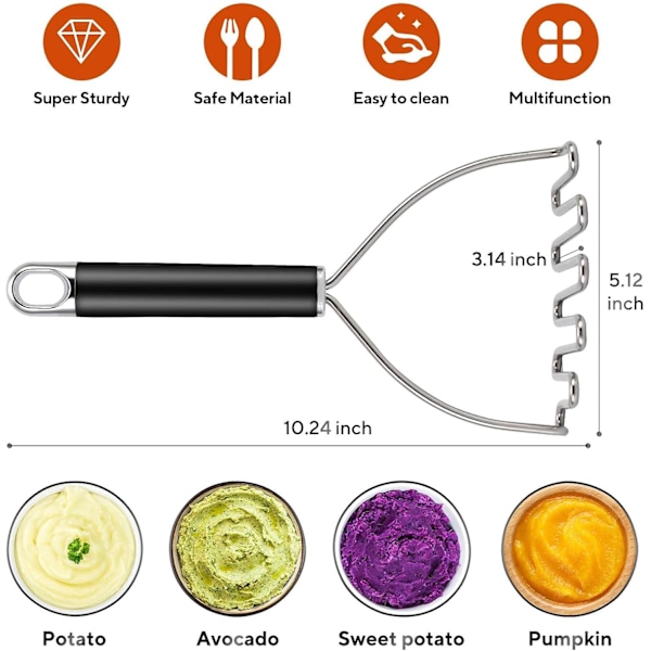 Perunamuussain, Premium-perunamuussain keittiöväline, Perunamuussain ruostumatonta terästä, Metallilanka-perunamuussain